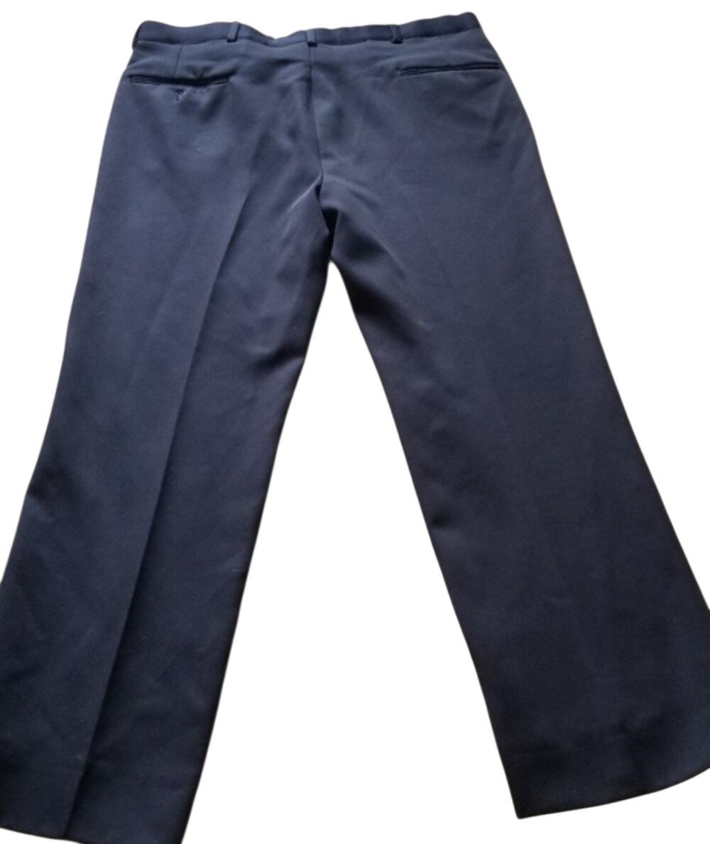 Sansabelt brand men's navy blue dress pants, est 40 in waist size, material unk.